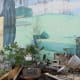 Mural painted on side of outdoor patio