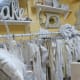 Room with vintage wedding apparel
