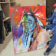 Other paintings by Ken Pridgeon Sr. stored in the back room