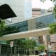 Walkways between buildings above the street in the Texas Medical Center