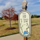 Individual disc golf course signs in Willow Fork Park