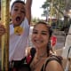 Riding the carousel.
