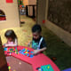 Blaze works on his own creation at one of the Lego pools.