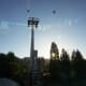View from inside of the Portland Aerial Tram as it climbs up to OHSU campus.