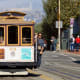 San Francisco Cable Car with Alcatraz in Background
