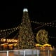 The ice skating rink in Downtown Disney has a Christmas tree in the middle.