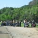 Motorcyclists on a wildflower drive.