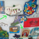 The greenish arrow points to my Olvera fridge magnet - now happily ensconced on my fridge. When traveling, it's best not to buy only very small keepsakes. Beneath the Olvera magnet is my Selville one.