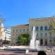 Szeged University and fountain in Dugonics Square