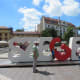 Szeged letter sign in Dugonics Square. These letters are always at different places in Szeged.