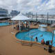 The pool deck.