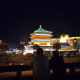 A view of the Bell Tower at night .