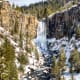 Tumalo Falls in winter from the viewpoint by the parking area.