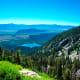 View of Taggart Lake from Ganret Canyon in Grand Teton National Park, Wyoming