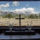 View from inside the Chapel of the Transfiguration in Grand Teton National Park, Wyoming