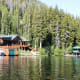 View of Grand Lake, Colorado from a pontoon boat on Grand Lake.