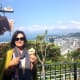 The author enjoying her feijoa and salted caramel sorbet!