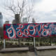 Graffiti art at entrance to the skatepark