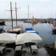 The view of Kyrenia harbor from our table.