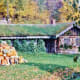 Sod covered cottage at Little Norway in Fall