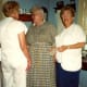 My mother and aunt talking to one of the costumed workers at Old World Wisconsin