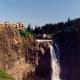 A purchased photo at the Salish Lodge (no credit nor copyright on the photo) showing the lodge and Snoqualmie Falls