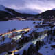 St. Moritz on a winter evening. The St. Moriz lake is frozen.