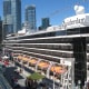 A huge cruise ship, which reminded me of a floating city