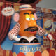 A Mr. Potato Head that moves and interacts with people in line waiting to get on the Toy Story Midway Mania Ride at Disney's Hollywood Studios