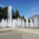 The fountain on the plaza beside the conservatory changes its appearance at frequent intervals. It's known as the Dancing Fountain.
