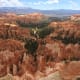 A view from a different look-out point, looking straight down a canyon filled with the hoodoos for which Bryce Canyon is known