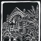 Old Red Original Linocut by Peggy Woods