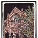 Hand colored Old Red linocut by Peggy Woods