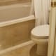 The toilet area. Notice the beautiful tile work and how clean the area is.