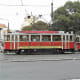 A tram in Charles Square, Prague.