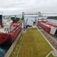 Ships passing through the Soo Locks - Sault Ste. Marie, Michigan