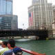 Chicago Architectural River Cruise at the Michigan Ave. Bridge near the Wrigley Building in Chicago, Illinois