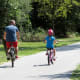 Bicyclists on the paved trail