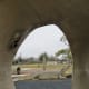 View through hollow concrete tree log