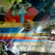 The details in the center of the mural