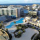 St. George's Bay tucked between the highrise buildings.