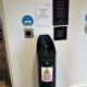 Hand sanitizer by the lifts on the ground floor, July 2020.