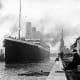 The Titanic docked before its ill-fated voyage.