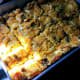 It bakes into a firm but puffy sheet which can be cut into finger-food squares.