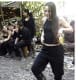 Tanja Nijmeijer dancing in the jungle with other FARC guerrilla members.