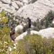 From the upper trail, watching kids playing on the rocks halfway up the canyon.
