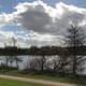 The view over the lake from the towpath. The path in the forefront is the lake path.