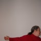 To perform one side at a time, hold out arm and press backward, while turning your head the opposite direction