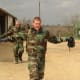Rhett exiting the gas chamber. Recruits have to hold out their arms so they aren't tempted to rub their eyes.