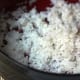 Sushi rice cooked and ready to be seasoned